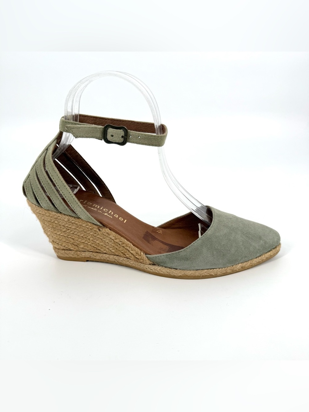 Eric Michael Espadrille Wedge Sandals Sage Suede Womens Size EU 39 US 8.5 - 9